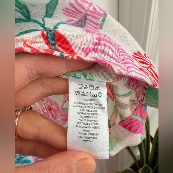 100% Linen Cynthia Rowley Multicolor Tropical Kimono Beach Pool cover up - Picture 5 of 9